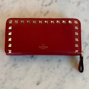Brand New Valentino Rockstud Red Wallet